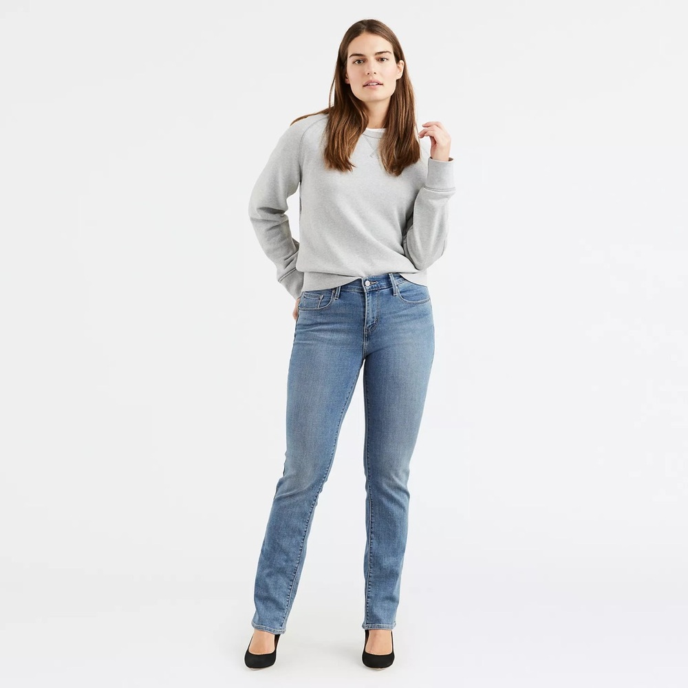 Women's Levi's 505 straight cut jeans in Lapis Dark Horse